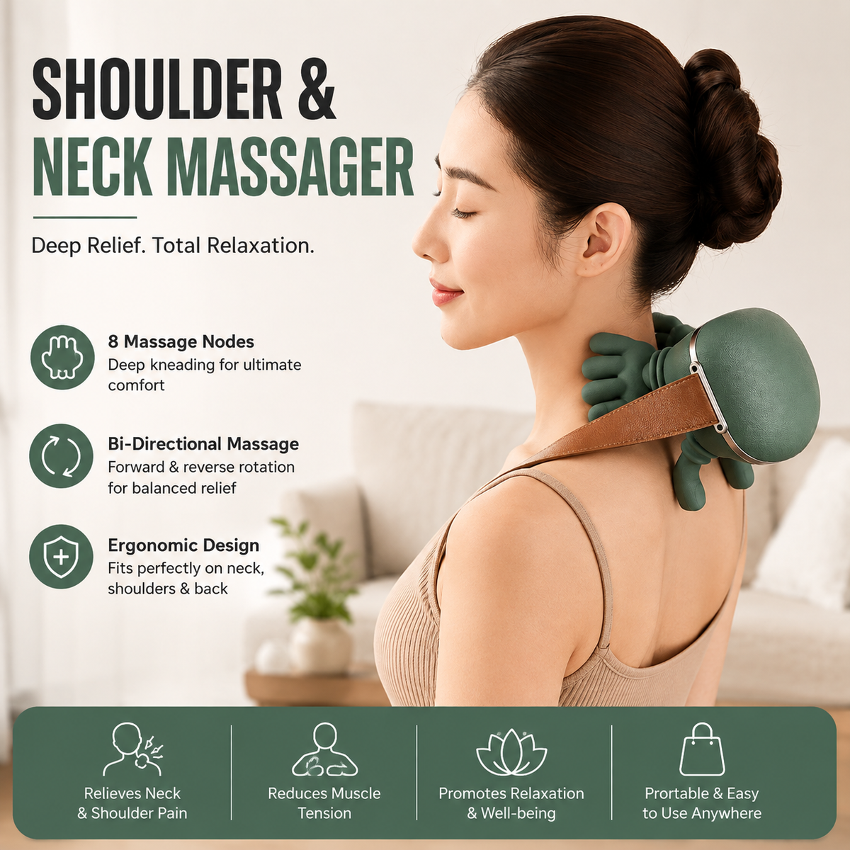 Portable Shoulder & Neck Massager Deep Tissue Relaxation Muscle Relief