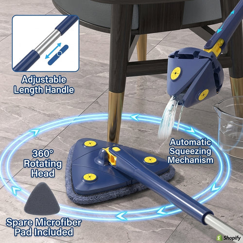 360° Rotating Triangle Cleaning Mop – Effortless Deep Cleaning for Every Corner