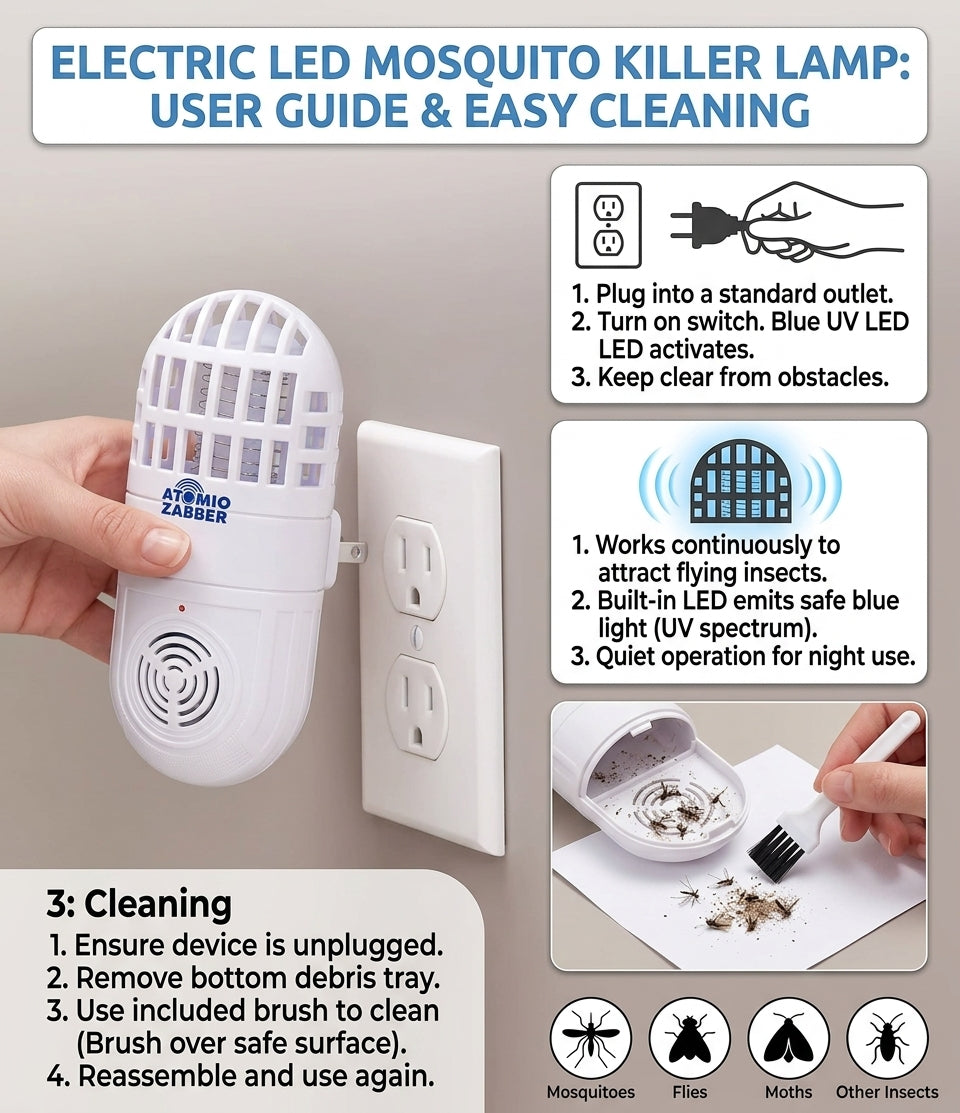 Electric LED Mosquito Killer Lamp – UV Light Insect Trap for Home Protection