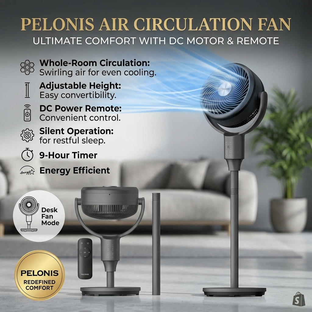 Convertible Air Circulation Fan – Powerful Cooling with Adjustable 360° Airflow