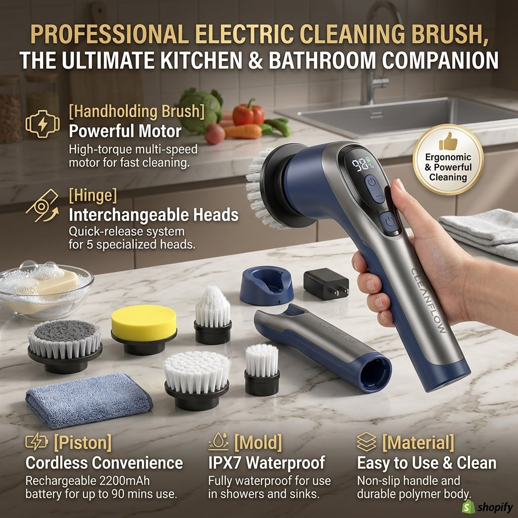 Electric Cleaning Brush Set – Powerful Deep Cleaning for Every Surface